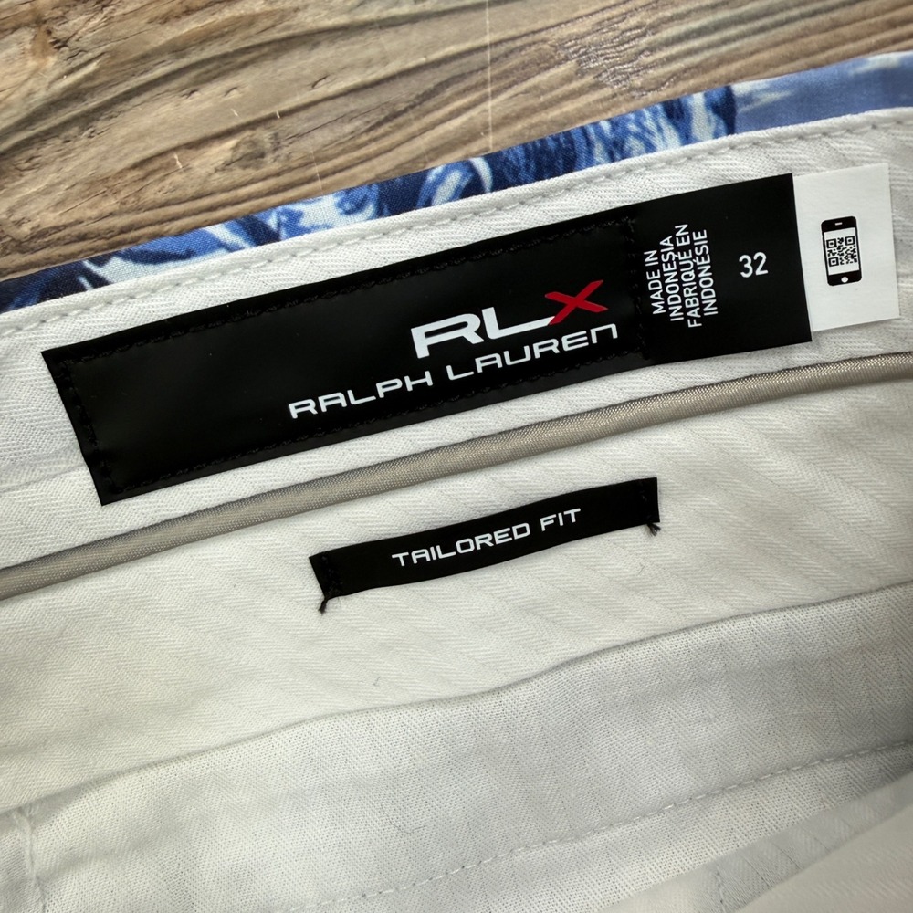 RLX Ralph Lauren Mens Golf Shorts Size 32 Tailored Blue White Elephant Print New - Picture 5 of 8